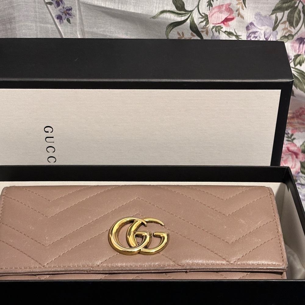 Gucci GG Marmont Matelasse Long Wallet with Box